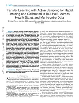 Transfer Learning with Active Sampling for Rapid Training and
  Calibration in BCI-P300 Across Health States and Multi-centre Data
