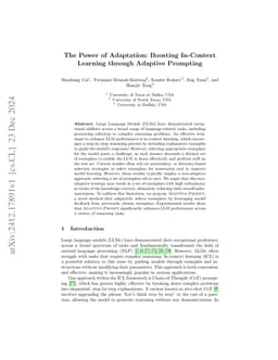 The Power of Adaptation: Boosting In-Context Learning through Adaptive
  Prompting