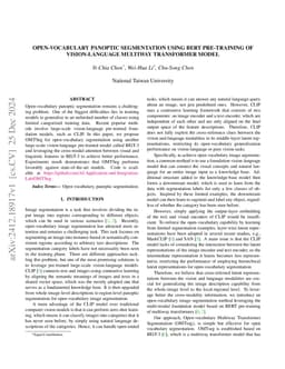 Open-Vocabulary Panoptic Segmentation Using BERT Pre-Training of
  Vision-Language Multiway Transformer Model
