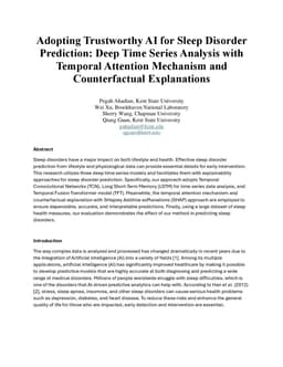 Adopting Trustworthy AI for Sleep Disorder Prediction: Deep Time Series
  Analysis with Temporal Attention Mechanism and Counterfactual Explanations
