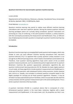 Quantum memristors for neuromorphic quantum machine learning
