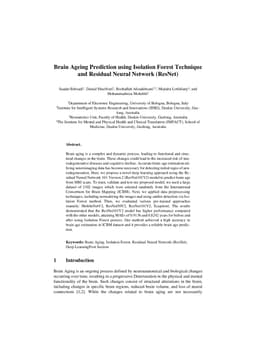 Brain Ageing Prediction using Isolation Forest Technique and Residual
  Neural Network (ResNet)