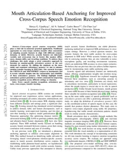 Mouth Articulation-Based Anchoring for Improved Cross-Corpus Speech Emotion Recognition