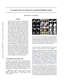 An analytic theory of creativity in convolutional diffusion models
