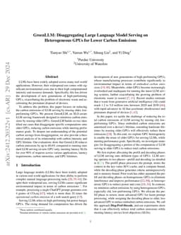 GreenLLM: Disaggregating Large Language Model Serving on Heterogeneous
  GPUs for Lower Carbon Emissions
