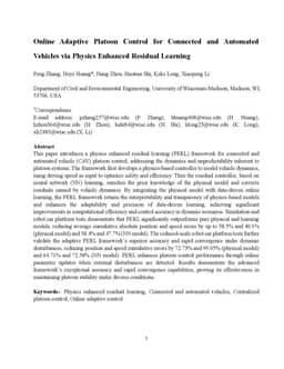Online Adaptive Platoon Control for Connected and Automated Vehicles via Physics Enhanced Residual Learning