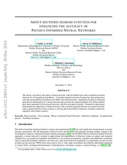 About rectified sigmoid function for enhancing the accuracy of Physics-Informed Neural Networks