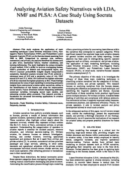 Analyzing Aviation Safety Narratives with LDA, NMF and PLSA: A Case Study Using Socrata Datasets