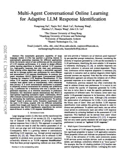 Multi-Agent Conversational Online Learning for Adaptive LLM Response Identification