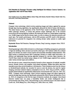 Fall Detection in Passenger Elevators using Intelligent Surveillance Camera Systems: An Application with YoloV8 Nano Model
