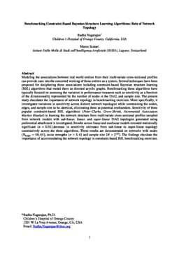 Benchmarking Constraint-Based Bayesian Structure Learning Algorithms: Role of Network Topology