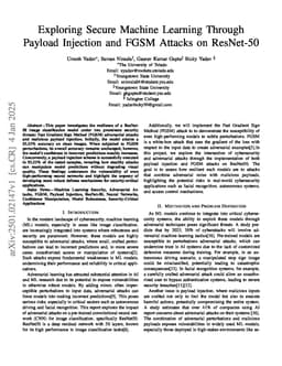 Exploring Secure Machine Learning Through Payload Injection and FGSM Attacks on ResNet-50