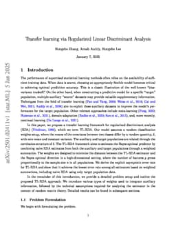 Transfer learning via Regularized Linear Discriminant Analysis