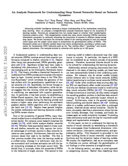 An Analysis Framework for Understanding Deep Neural Networks Based on Network Dynamics