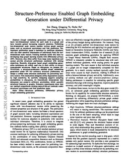 Structure-Preference Enabled Graph Embedding Generation under Differential Privacy