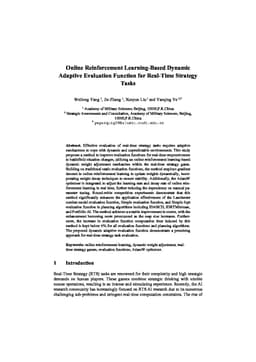 Online Reinforcement Learning-Based Dynamic Adaptive Evaluation Function for Real-Time Strategy Tasks