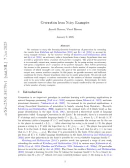 Generation from Noisy Examples