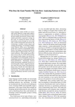Who Does the Giant Number Pile Like Best: Analyzing Fairness in Hiring Contexts