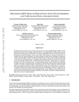 Decoding EEG Speech Perception with Transformers and VAE-based Data Augmentation