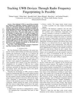 Tracking UWB Devices Through Radio Frequency Fingerprinting Is Possible