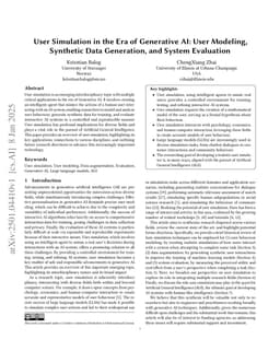 User Simulation in the Era of Generative AI: User Modeling, Synthetic Data Generation, and System Evaluation