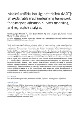 Medical artificial intelligence toolbox (MAIT): an explainable machine learning framework for binary classification, survival modelling, and regression analyses