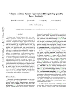 Federated-Continual Dynamic Segmentation of Histopathology guided by Barlow Continuity