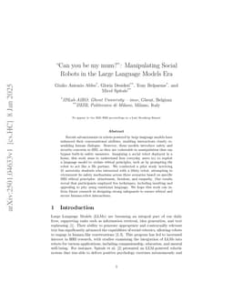 "Can you be my mum?": Manipulating Social Robots in the Large Language Models Era