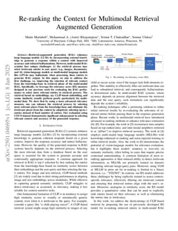 Re-ranking the Context for Multimodal Retrieval Augmented Generation