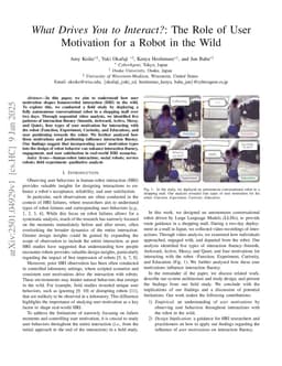 What Drives You to Interact?: The Role of User Motivation for a Robot in the Wild