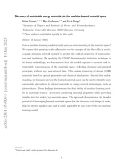 Discovery of sustainable energy materials via the machine-learned material space