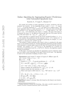 Online Algorithm for Aggregating Experts' Predictions with Unbounded Quadratic Loss