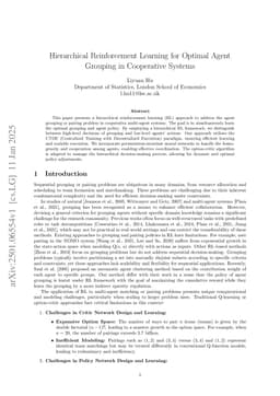 Hierarchical Reinforcement Learning for Optimal Agent Grouping in Cooperative Systems