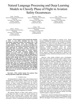 Natural Language Processing and Deep Learning Models to Classify Phase of Flight in Aviation Safety Occurrences