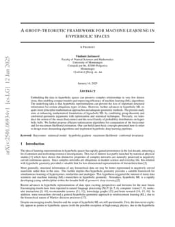 A group-theoretic framework for machine learning in hyperbolic spaces