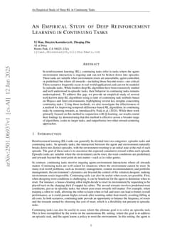 An Empirical Study of Deep Reinforcement Learning in Continuing Tasks