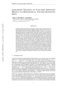 Likelihood Training of Cascaded Diffusion Models via Hierarchical Volume-preserving Maps
