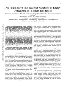 An Investigation into Seasonal Variations in Energy Forecasting for Student Residences