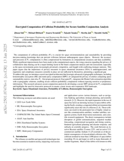 Encrypted Computation of Collision Probability for Secure Satellite Conjunction Analysis