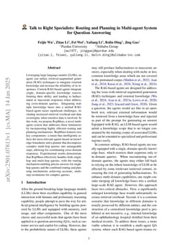 Talk to Right Specialists: Routing and Planning in Multi-agent System for Question Answering