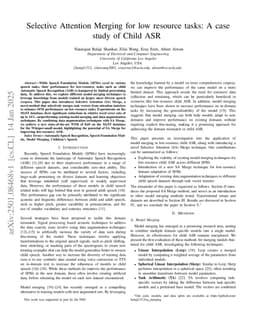 Selective Attention Merging for low resource tasks: A case study of Child ASR