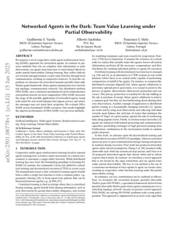 Networked Agents in the Dark: Team Value Learning under Partial Observability
