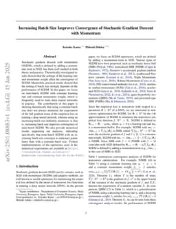 Increasing Batch Size Improves Convergence of Stochastic Gradient Descent with Momentum