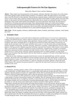 Anthropomorphic Features for On-Line Signatures