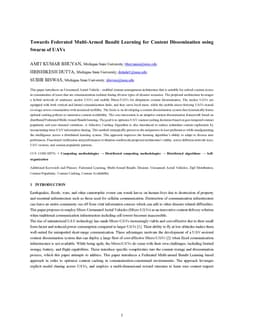 Towards Federated Multi-Armed Bandit Learning for Content Dissemination using Swarm of UAVs