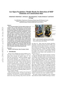 Are Open-Vocabulary Models Ready for Detection of MEP Elements on Construction Sites