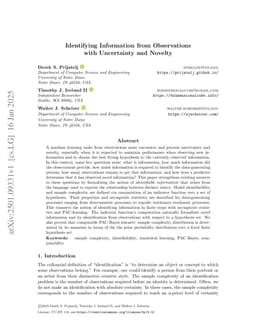 Identifying Information from Observations with Uncertainty and Novelty