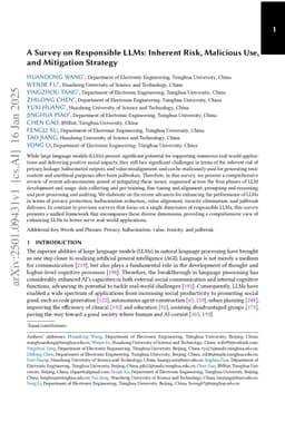 A Survey on Responsible LLMs: Inherent Risk, Malicious Use, and Mitigation Strategy