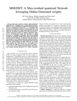 MOGNET: A Mux-residual quantized Network leveraging Online-Generated weights