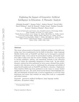 Exploring the Impact of Generative Artificial Intelligence in Education: A Thematic Analysis